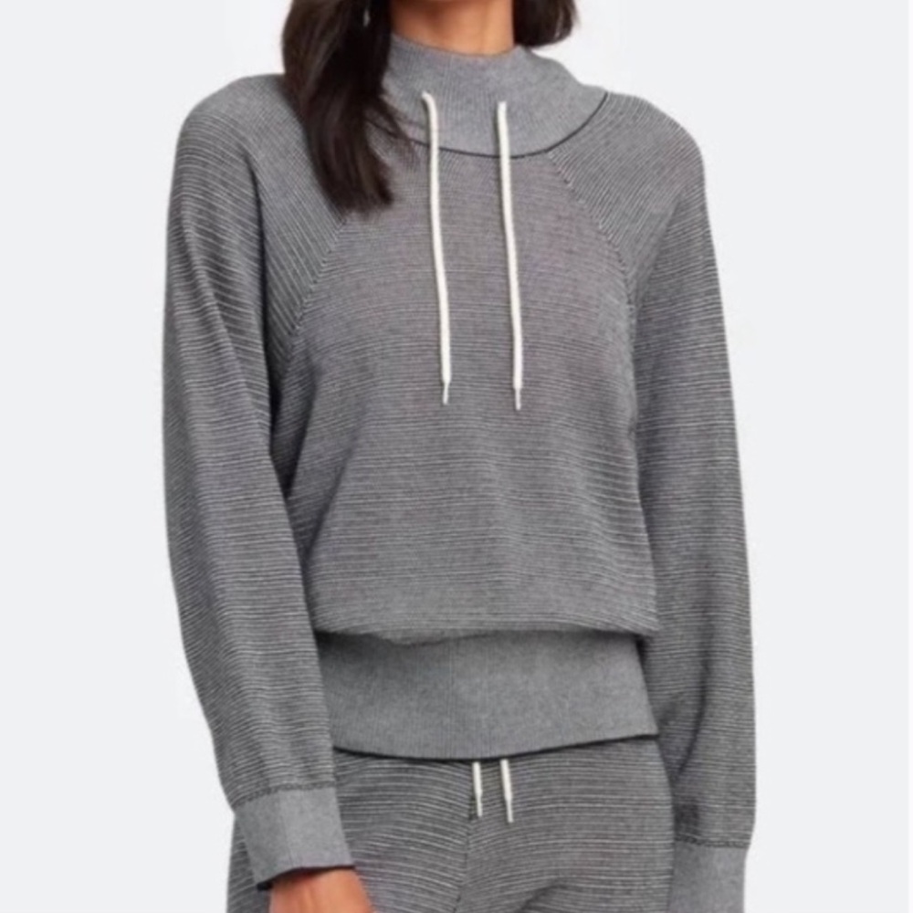 Varley Maceo Knit Pullover Sweatshirt Long Sleeve Black White XS